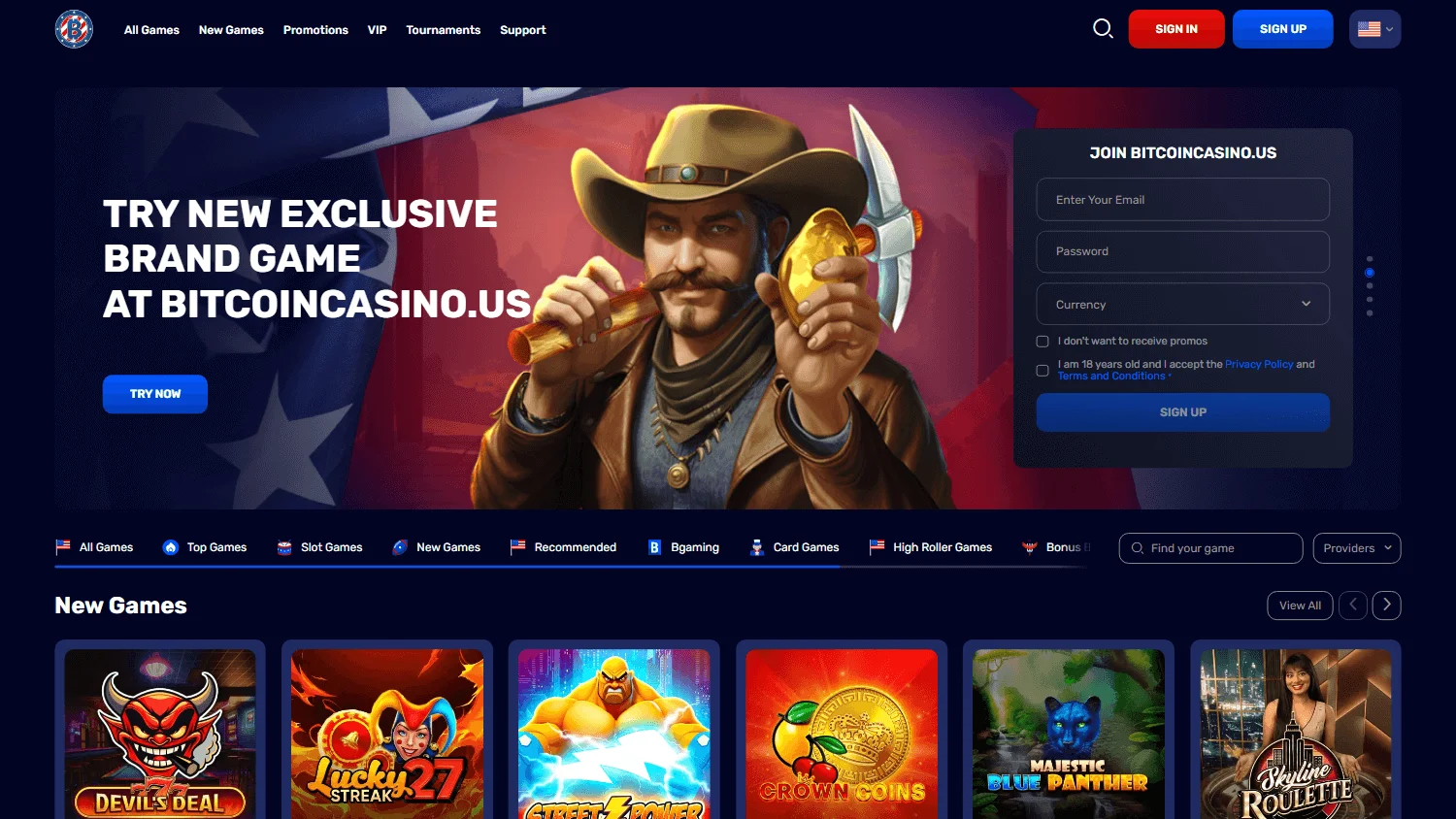 7 Bit Casino desktop homepage